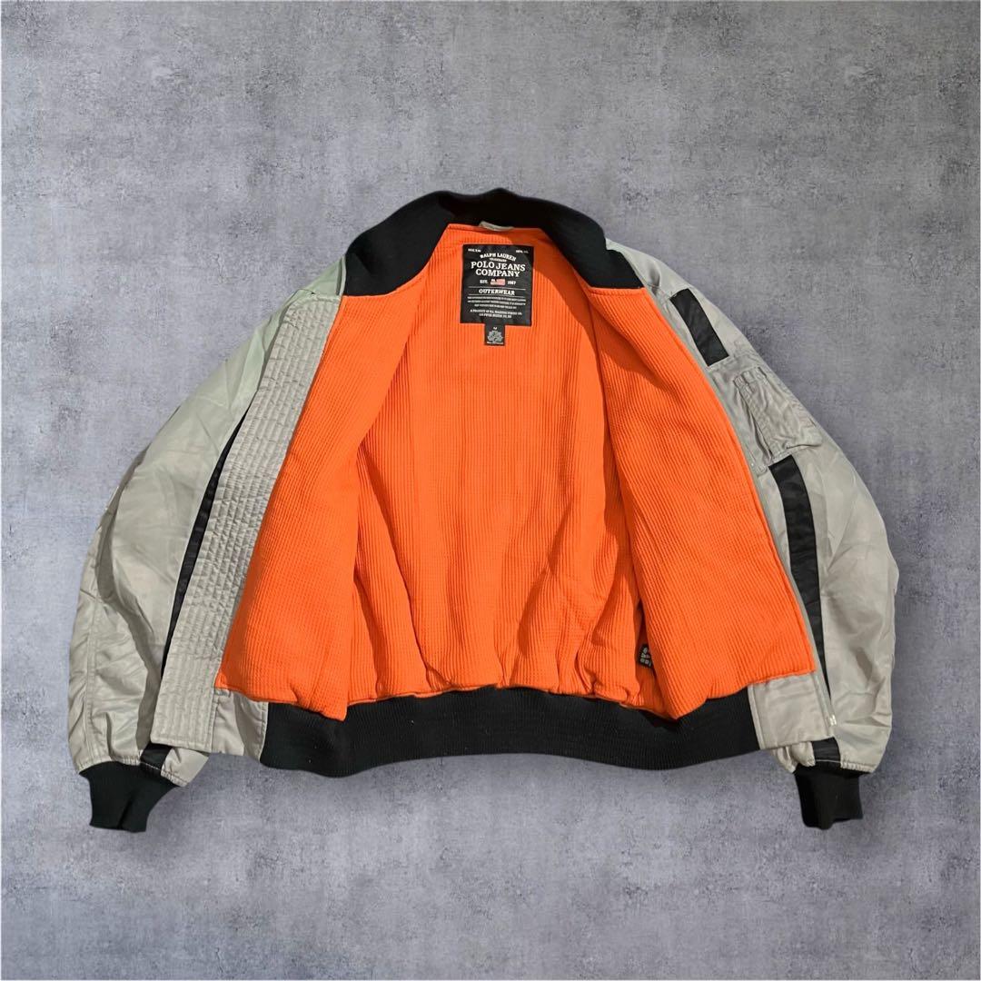 POLO JEANS MA-1 Mサイズ フェード グレージュ系 希少