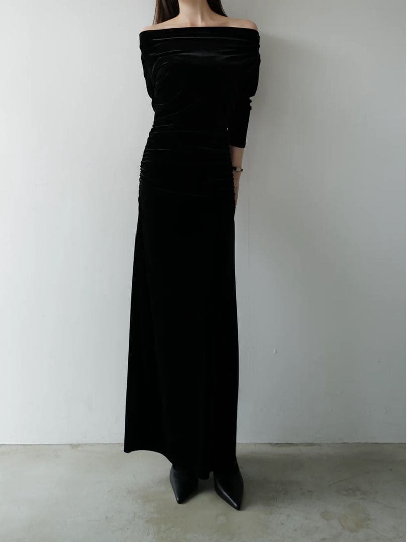 ［タグ付］celon shirring drape velour dress