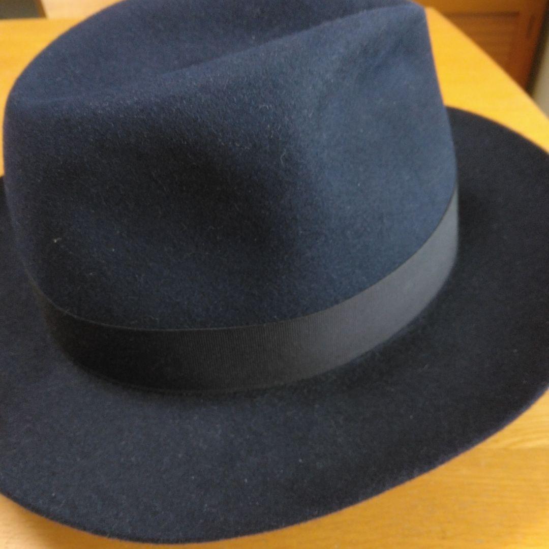 美品　イタリア製　BoRSalino ネイビー ウール フェルトハット
