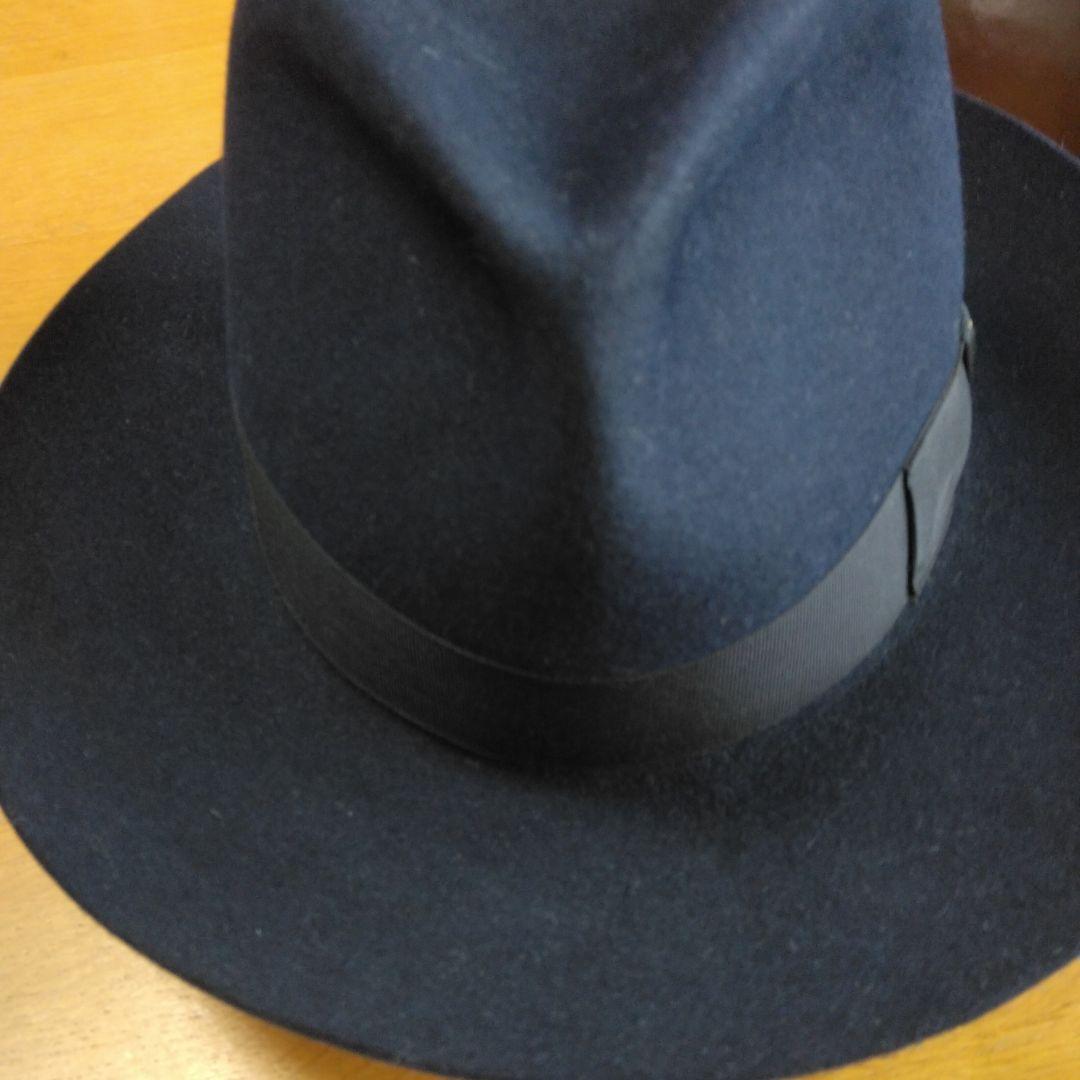 美品　イタリア製　BoRSalino ネイビー ウール フェルトハット