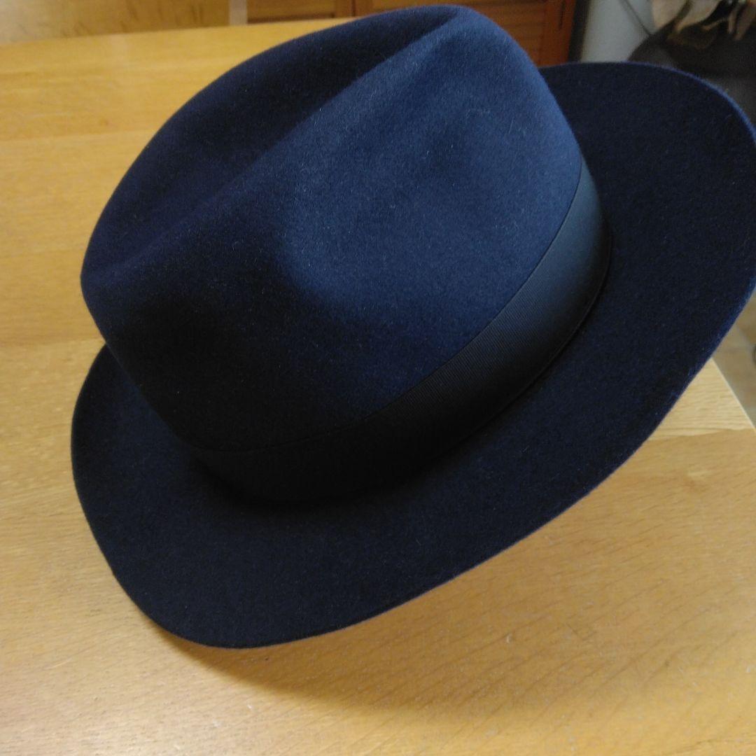 美品　イタリア製　BoRSalino ネイビー ウール フェルトハット