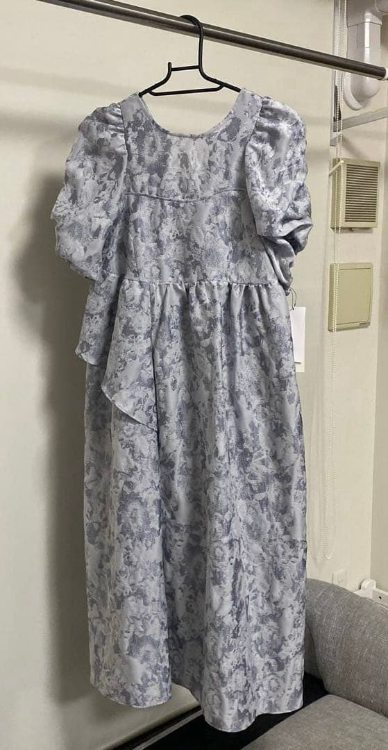 ANDRESD バブルスリーブジャガードドレス　Sサイズ