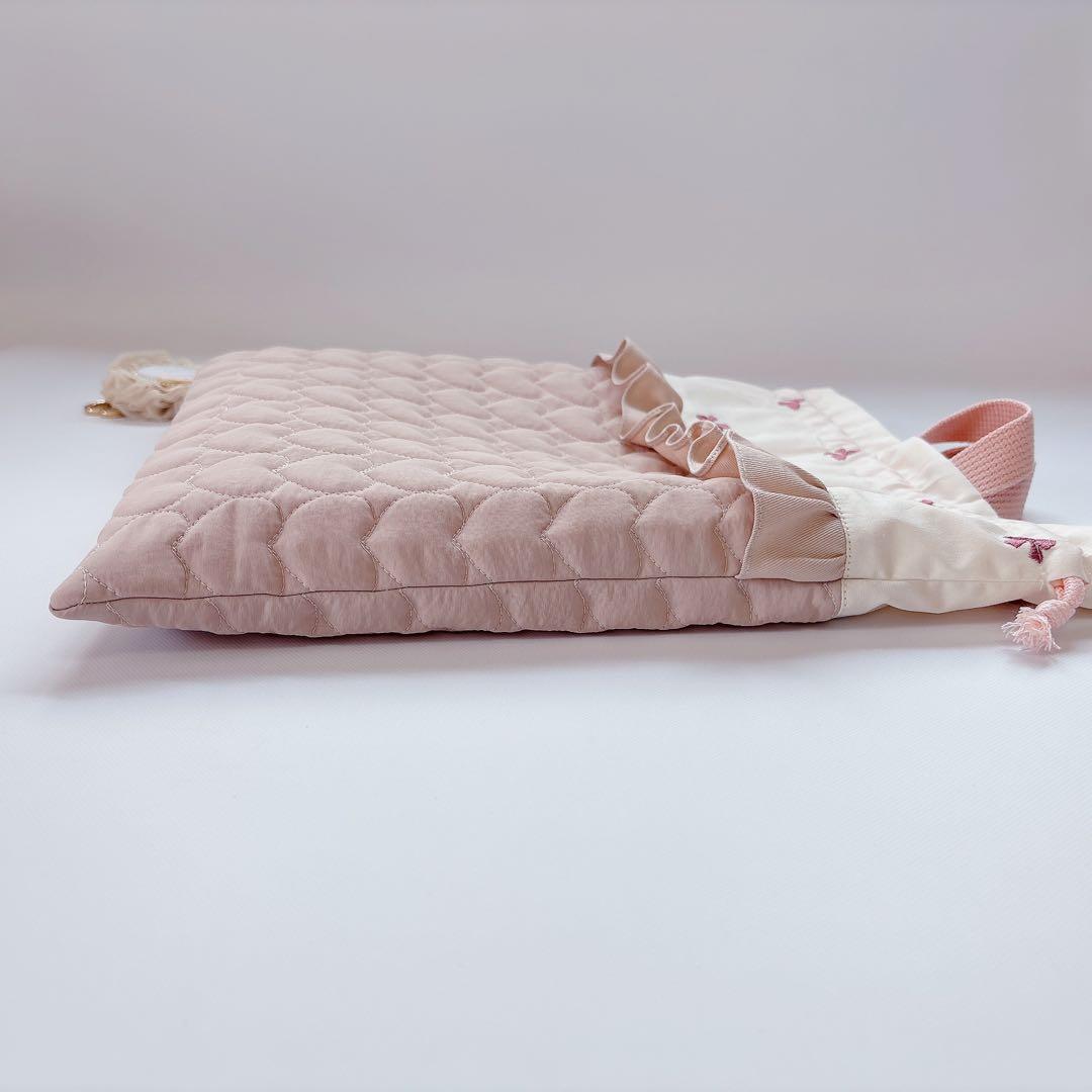 アリエルちゃん様　ハートキルト　レッスンバッグ　上履き袋　キルティング　ヌビ