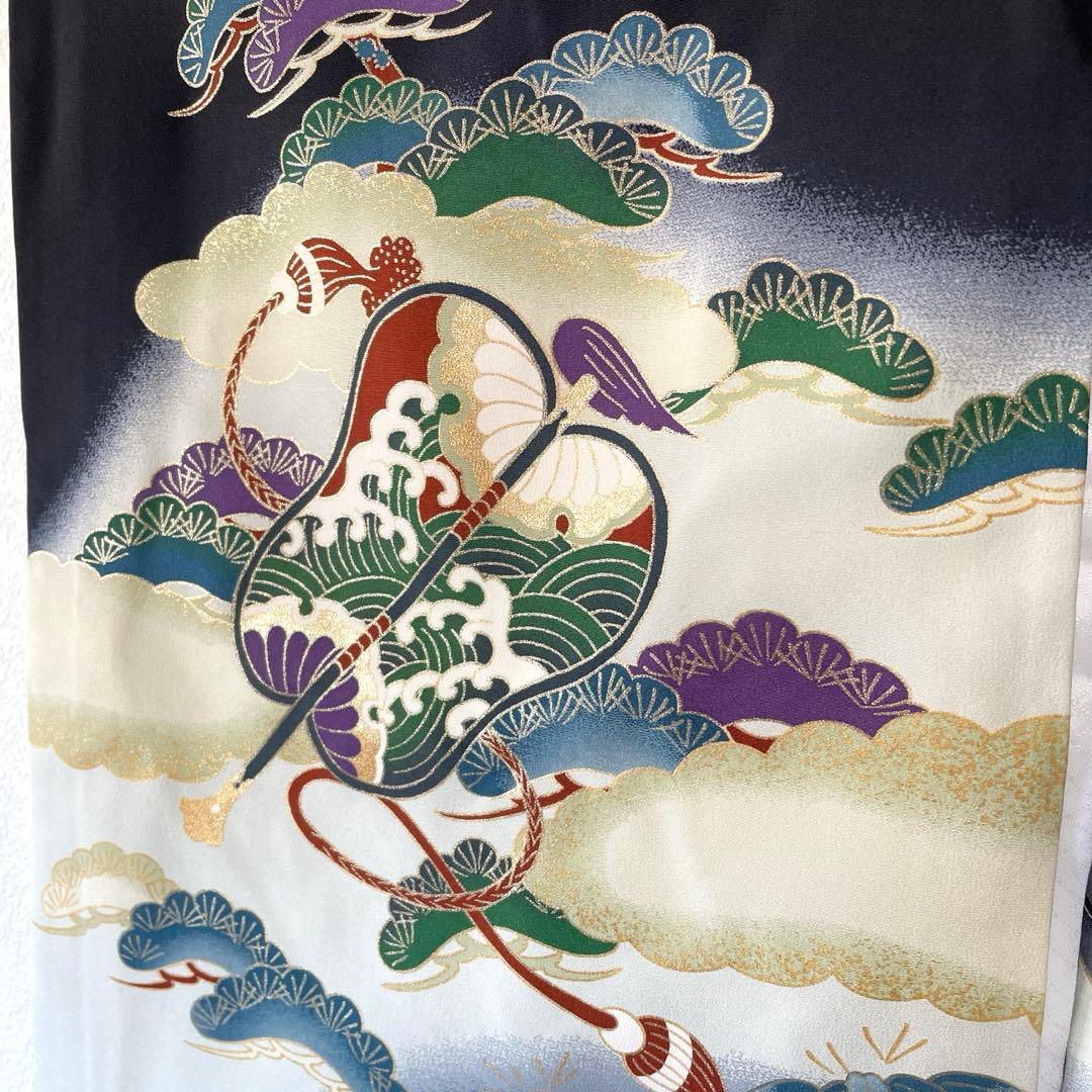 □男児　正絹　お宮参り.祝着.初着.鷹黒　美品