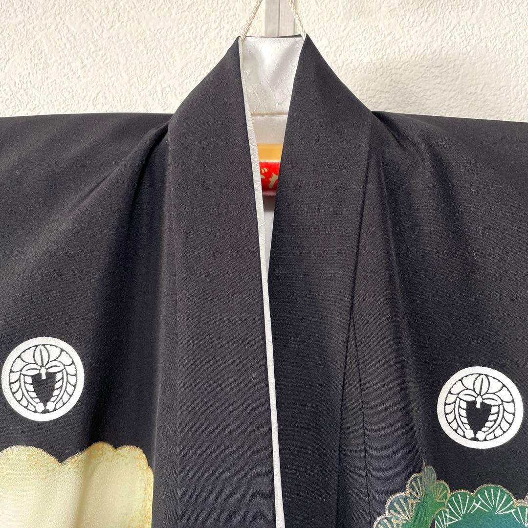 □男児　正絹　お宮参り.祝着.初着.鷹黒　美品