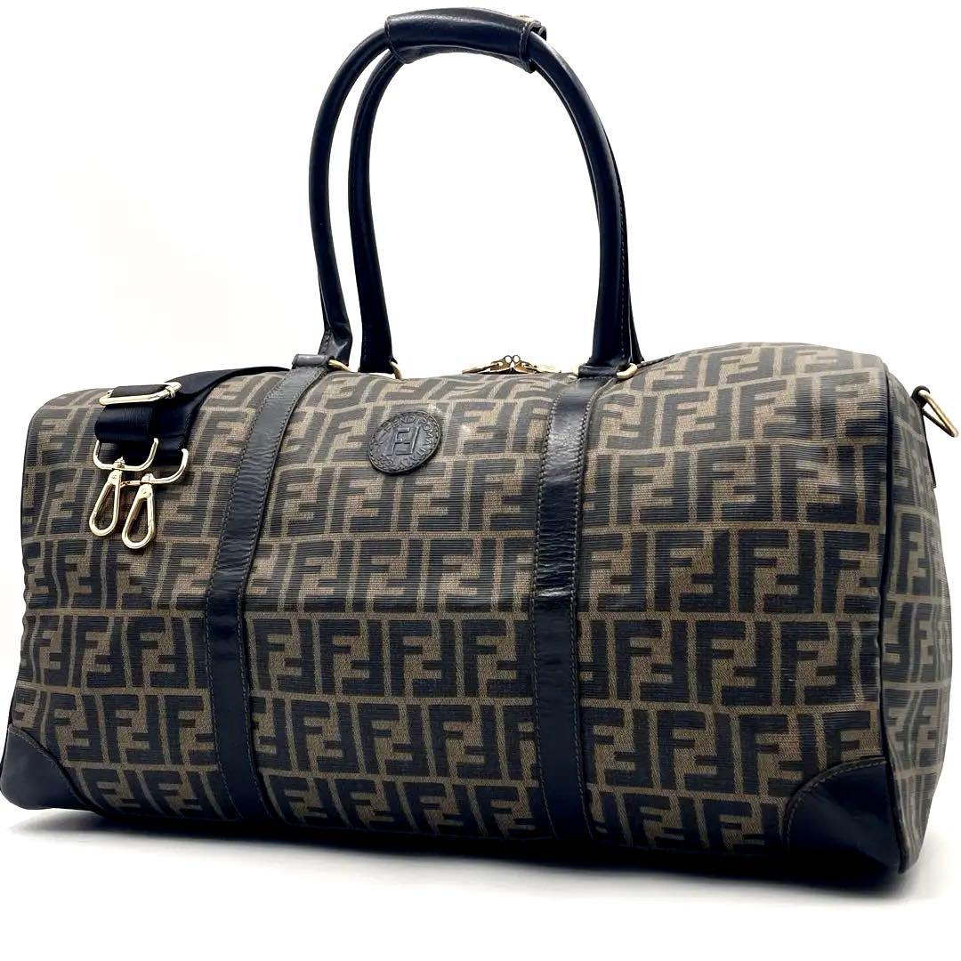 【美品】FENDI フェンディFF柄 2way ボストンバック PVC×レザー