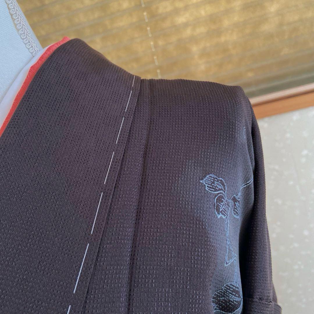 【未使用】黒紫色　金彩　蝶や花　蔦模様　訪問着（袷）フルセット