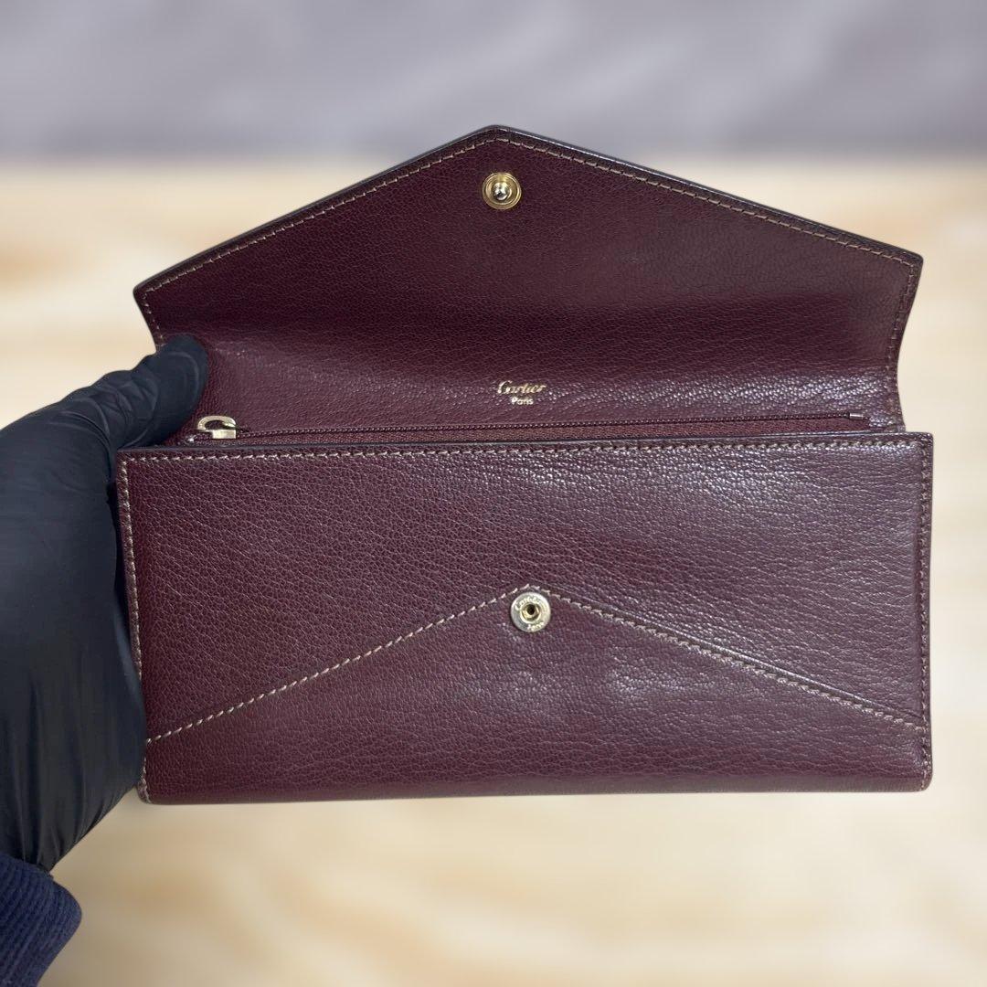 カルティエ バーガンディ 長財布 エンベロープスタイル