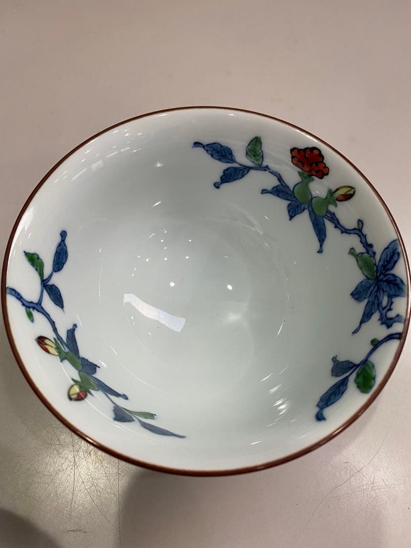 【未使用】有田焼　源右衛門 染錦柘榴絵　飯碗　茶碗　2点