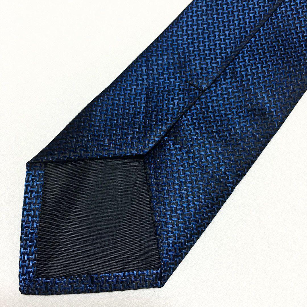 未使用級 エルメス HERMES ネクタイ シルク100% ブルー H柄