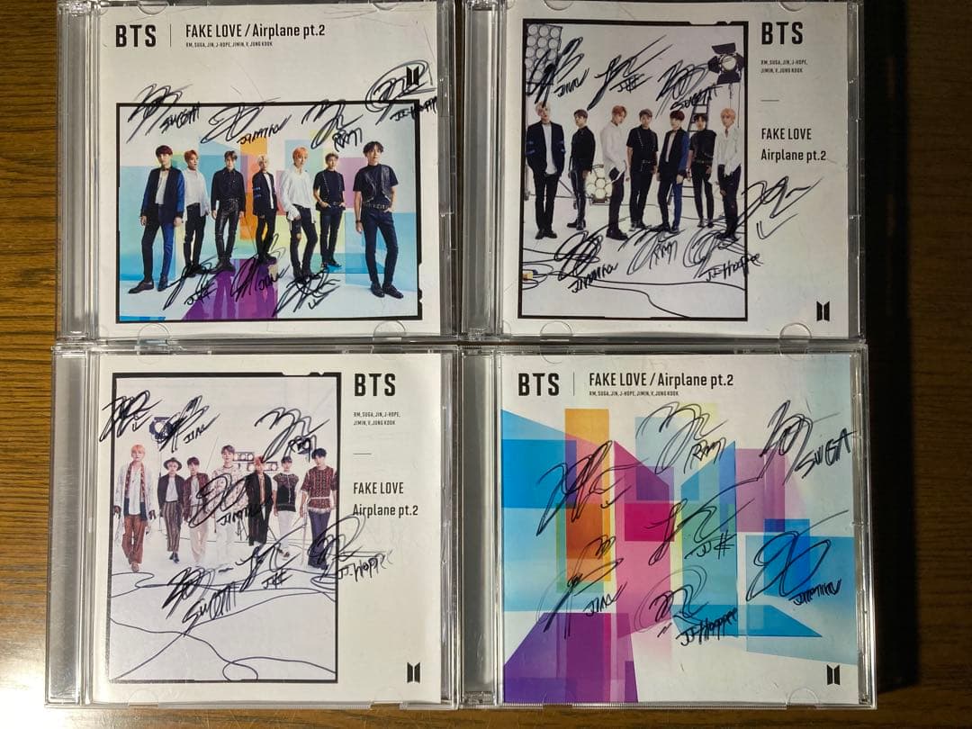 【超貴重】BTS【CD】FAKE LOVE 直筆サイン入り4枚セット。