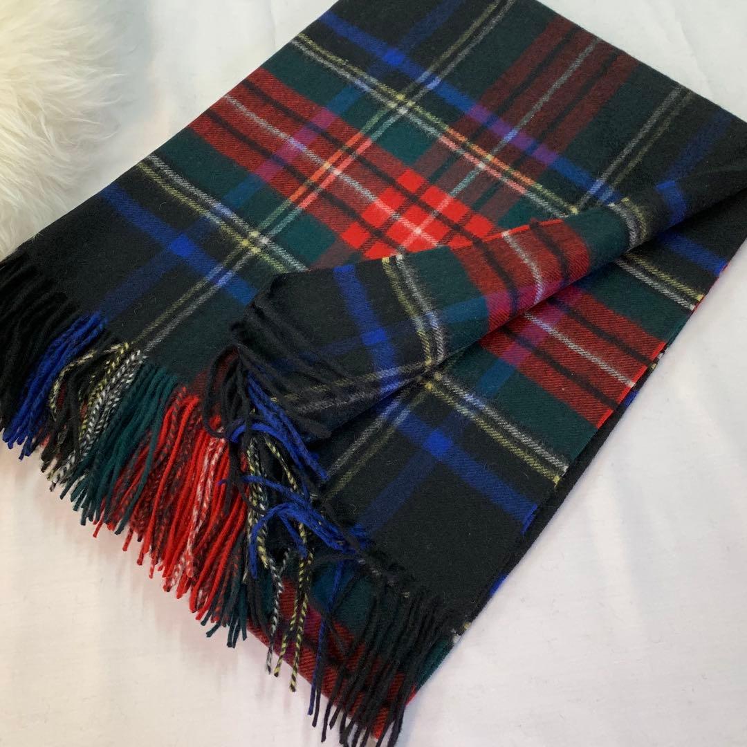 極上カシミヤ100%☆大判 ストール☆ ブラックチェック