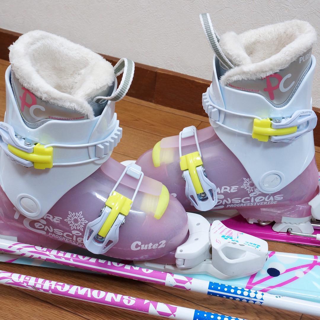 メンテ済 100cm 靴19cm PURE CONSCIOUS スキーセット