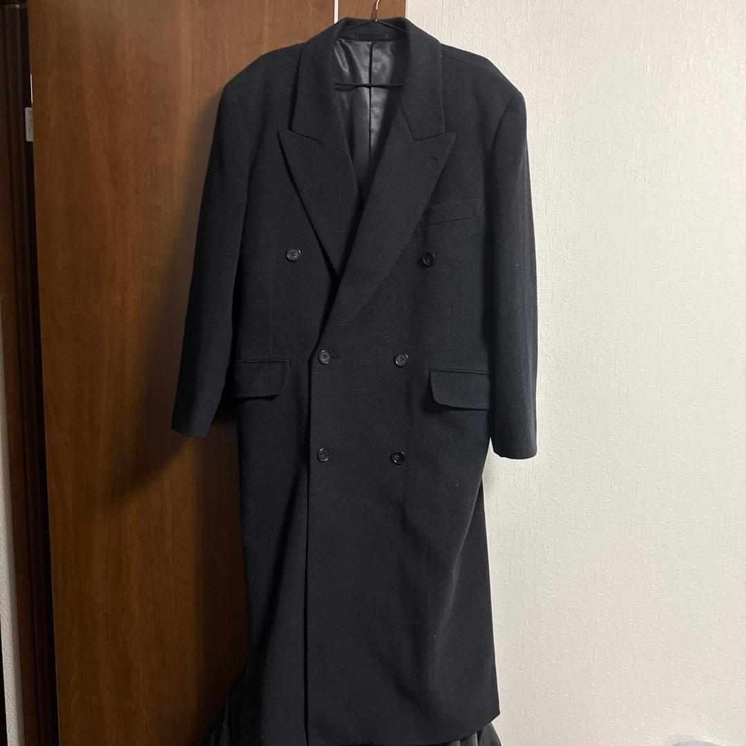 Vintage 80s 90s カシミヤ混 ダブル マキシ ロング コート