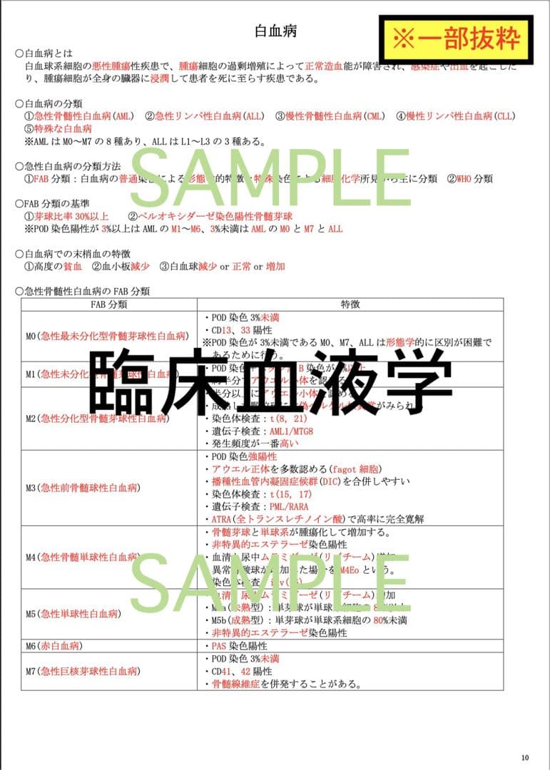臨床検査技師 国家試験 主要7教科 過去問 対策 まとめ ノート 教科選択可