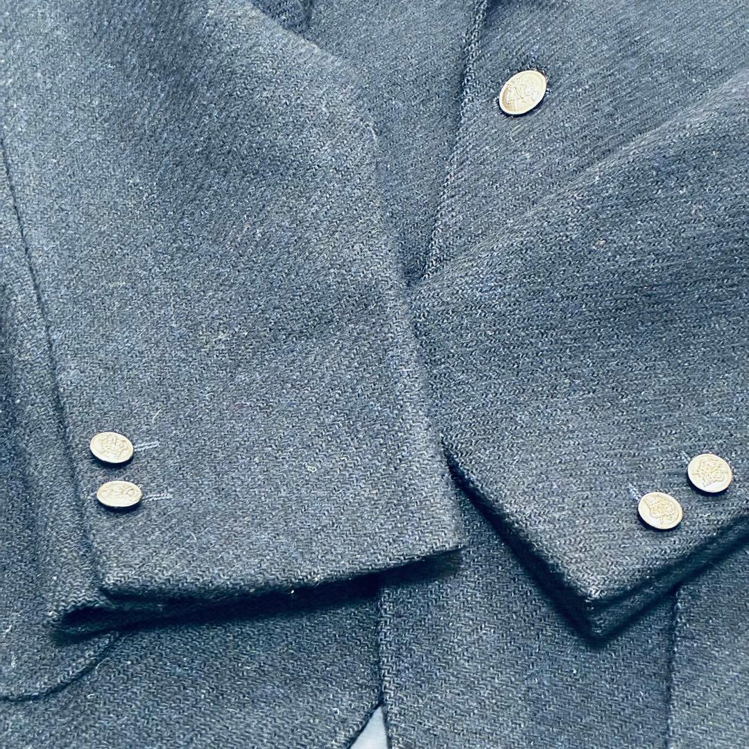 【美品】ケント　ハリスツイード　テーラードジャケット　ネイビー　銀ボタン　M