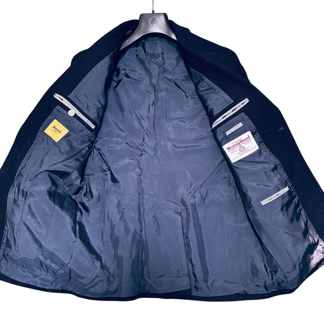 【美品】ケント　ハリスツイード　テーラードジャケット　ネイビー　銀ボタン　M