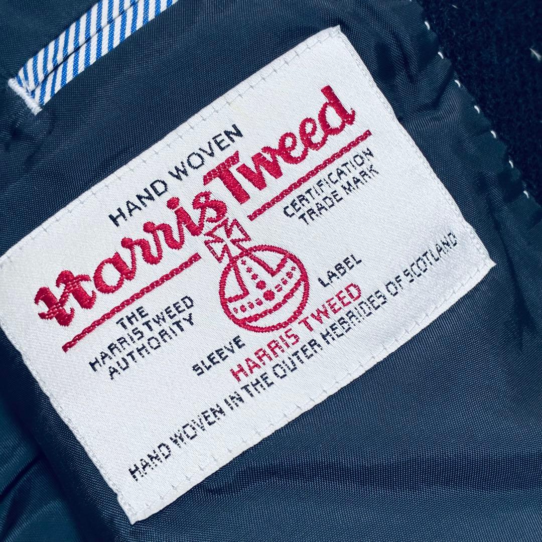 【美品】ケント　ハリスツイード　テーラードジャケット　ネイビー　銀ボタン　M