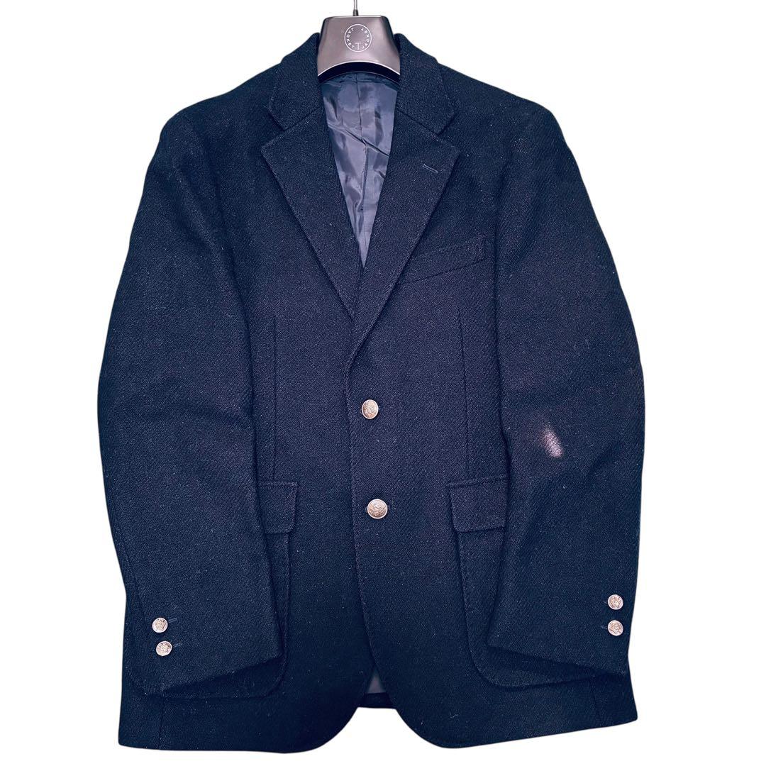 【美品】ケント　ハリスツイード　テーラードジャケット　ネイビー　銀ボタン　M