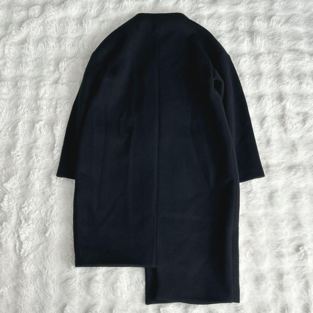 アンスリード★アシンメトリー　ブロッキング　コート　ノーカラー　ブラック