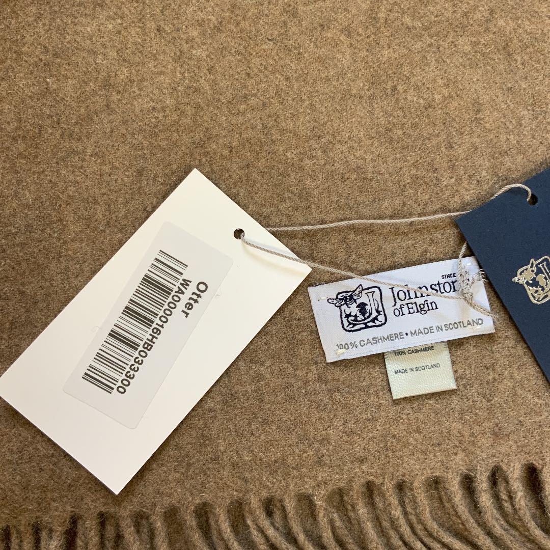 新品未使用本物ジョンストンズJOHNSTONSカシミアマフラーストールキャメル茶
