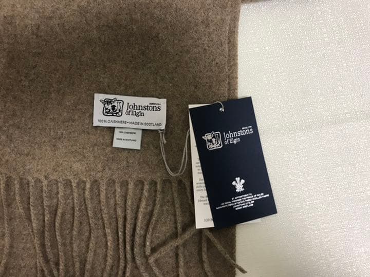 新品未使用本物ジョンストンズJOHNSTONSカシミアマフラーストールキャメル茶