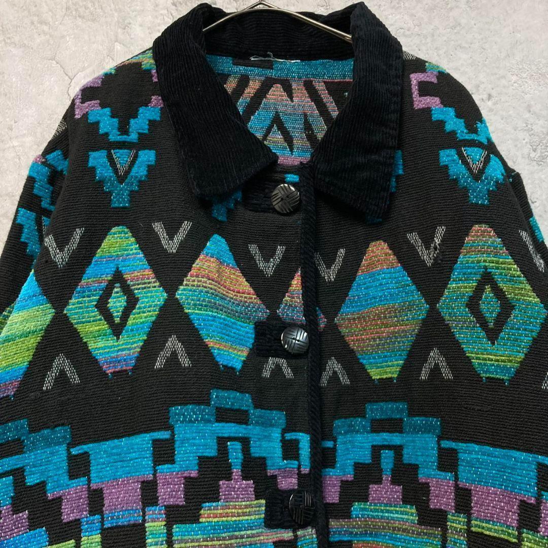 US古着【ネイティブ 総柄 民族 ゴブラン ブランケット ジャケット】メンズXL