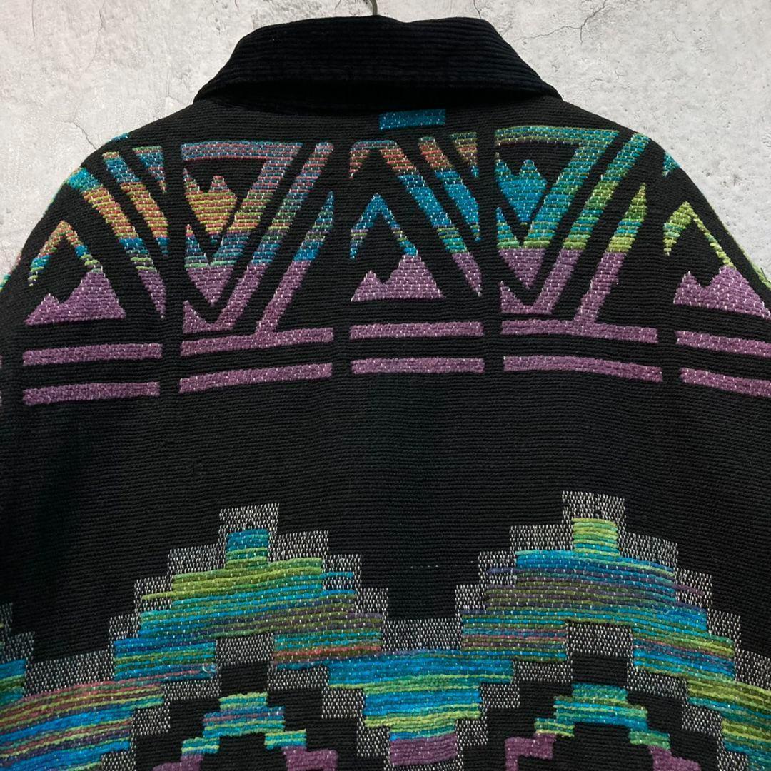 US古着【ネイティブ 総柄 民族 ゴブラン ブランケット ジャケット】メンズXL