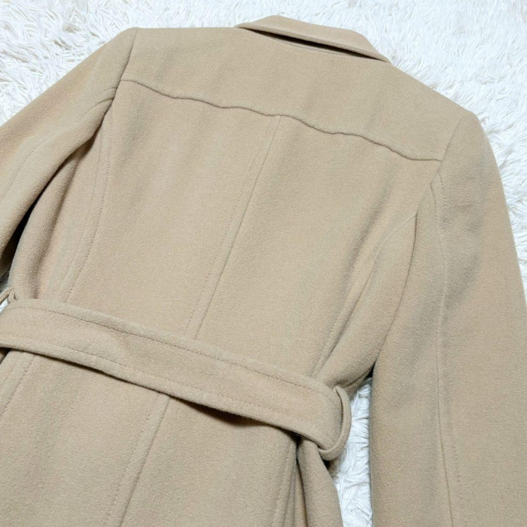 美品 バーバリー ロンドン ロングコート アンゴラ混 チェック キャメル