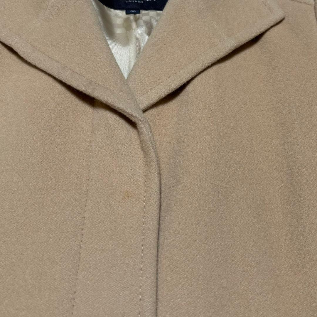 美品 バーバリー ロンドン ロングコート アンゴラ混 チェック キャメル