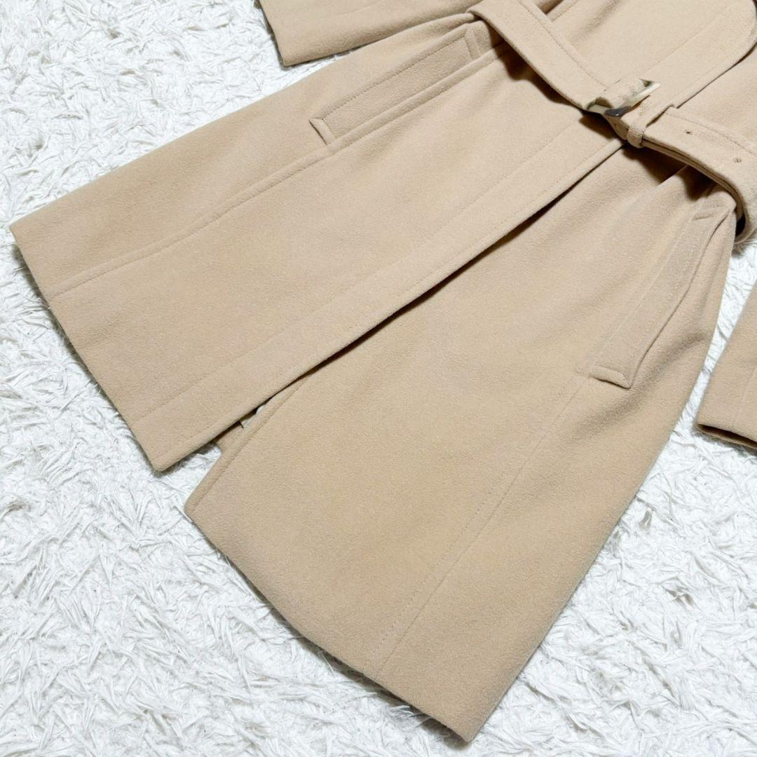 美品 バーバリー ロンドン ロングコート アンゴラ混 チェック キャメル