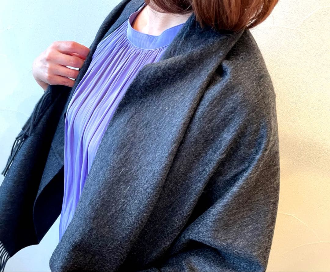 極上カシミヤ100%☆大判 ストール☆ チャコールグレー