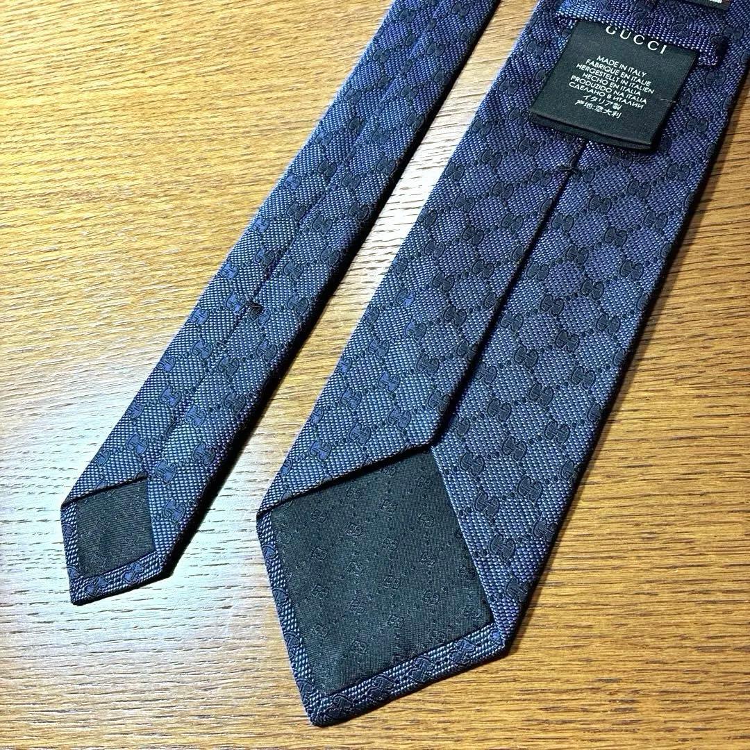 【美品】GUCCI グッチ 紺ネクタイ GG柄