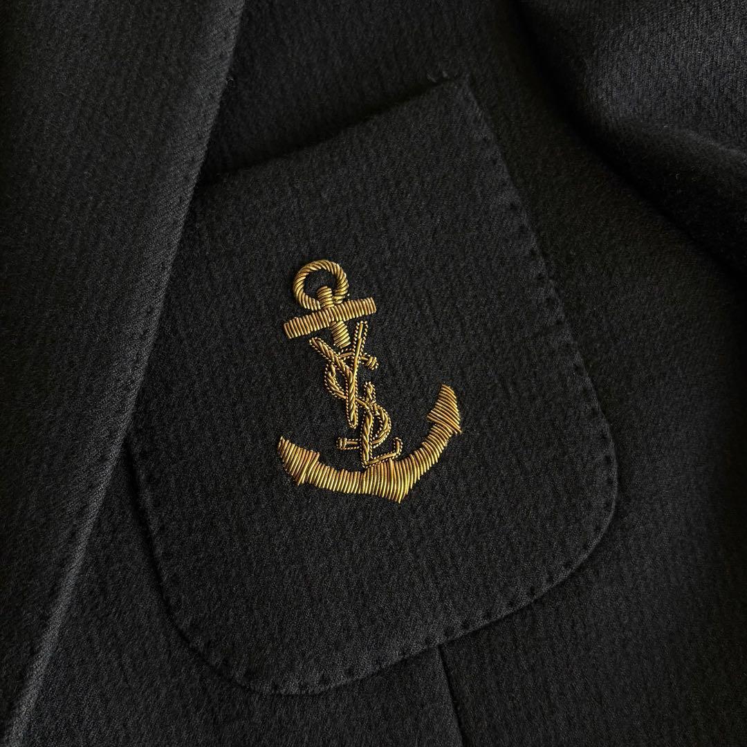 美品 SAINT LAURENT アンカーロゴ刺繍 テーラードジャケッ F38