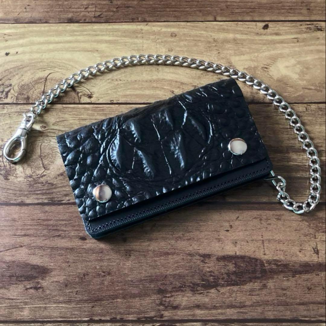 姫路レザー トラッカーウォレット6インチ（ミドル）2.5層 クロコダイル型押し