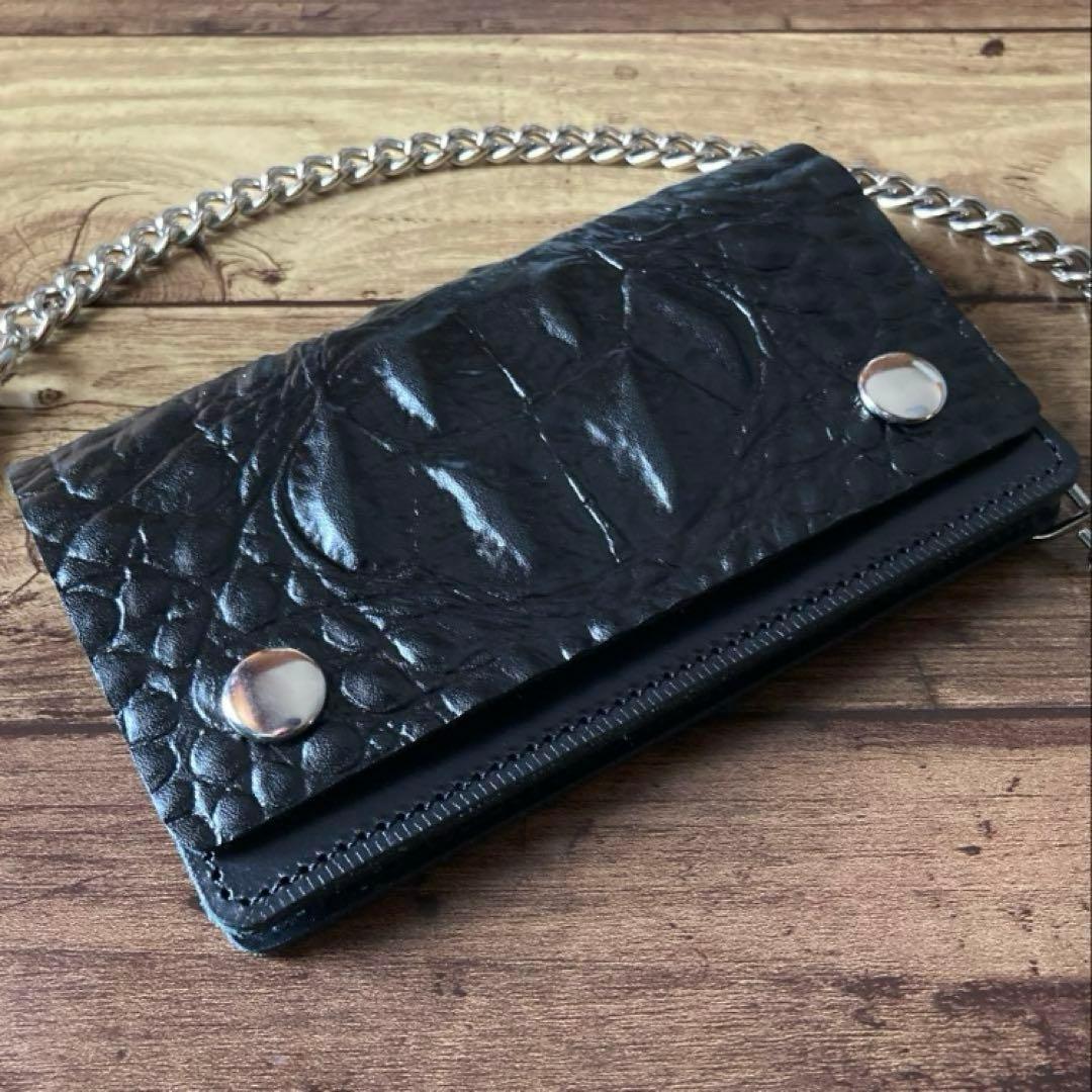 姫路レザー トラッカーウォレット6インチ（ミドル）2.5層 クロコダイル型押し