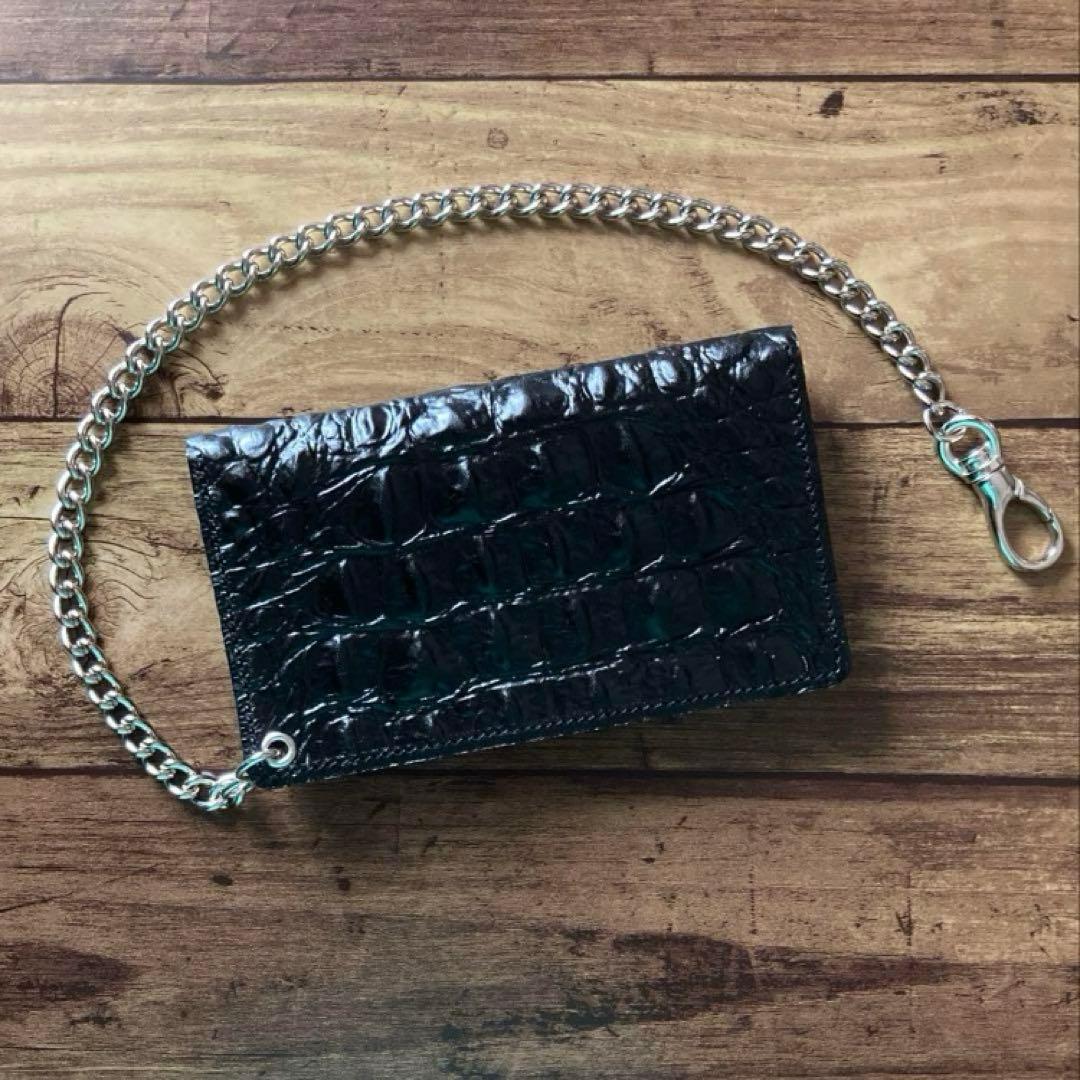 姫路レザー トラッカーウォレット6インチ（ミドル）2.5層 クロコダイル型押し