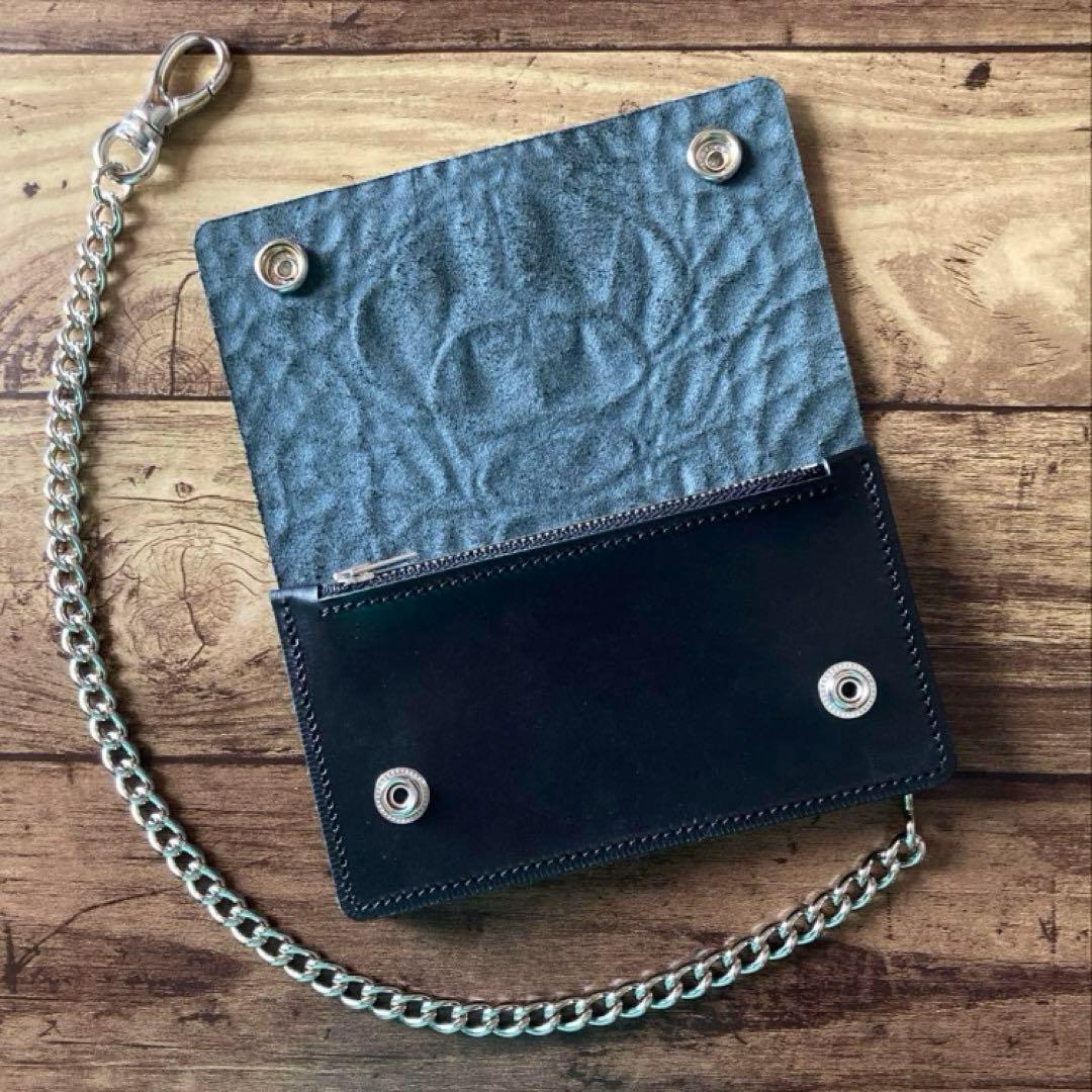 姫路レザー トラッカーウォレット6インチ（ミドル）2.5層 クロコダイル型押し