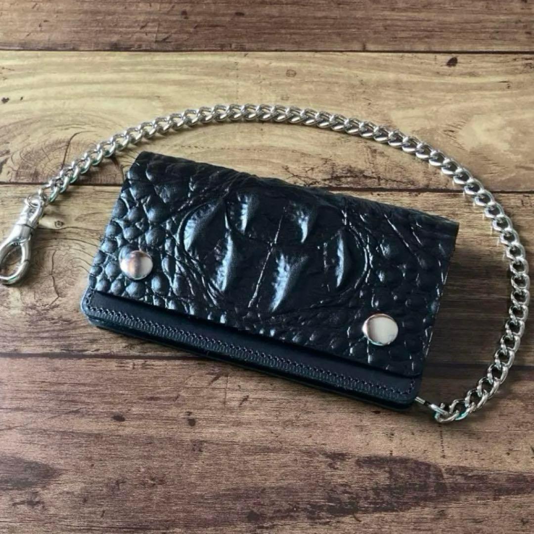 姫路レザー トラッカーウォレット6インチ（ミドル）2.5層 クロコダイル型押し