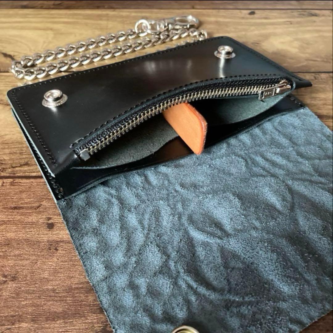 姫路レザー トラッカーウォレット6インチ（ミドル）2.5層 クロコダイル型押し