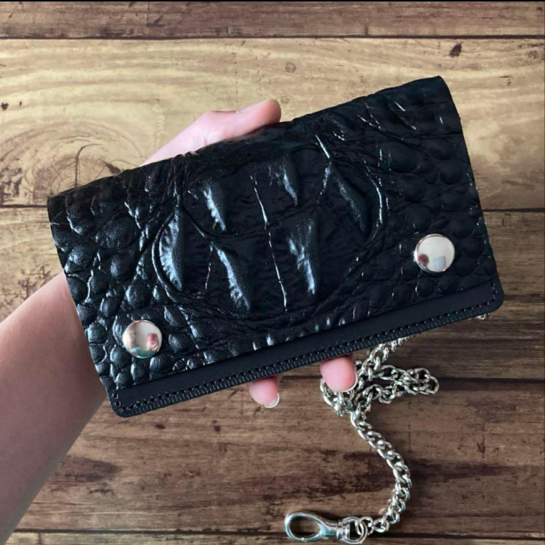 姫路レザー トラッカーウォレット6インチ（ミドル）2.5層 クロコダイル型押し