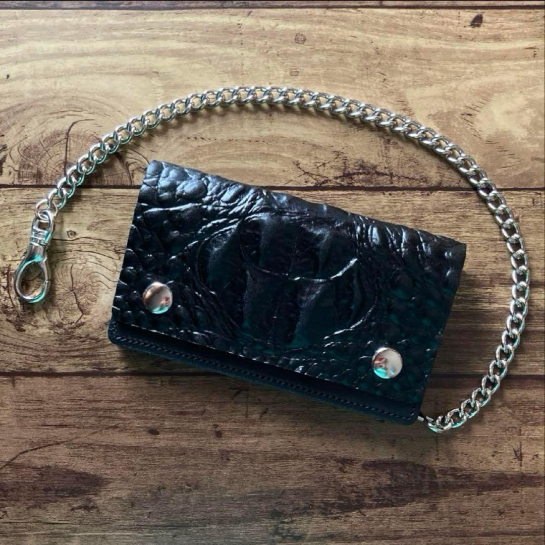 姫路レザー トラッカーウォレット6インチ（ミドル）2.5層 クロコダイル型押し