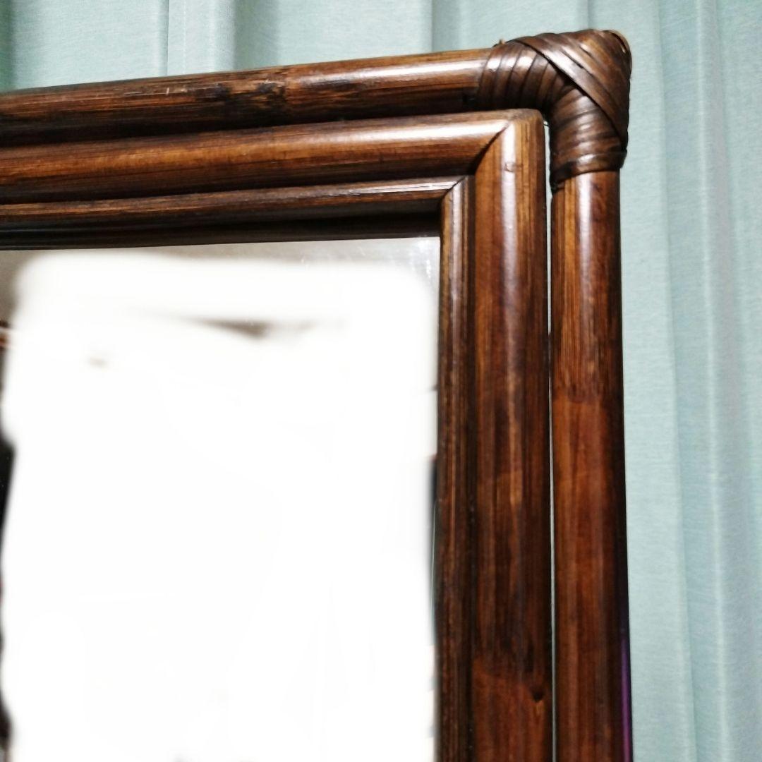 p*l様 レトロ　　ラタン　スタンドミラー　姿見