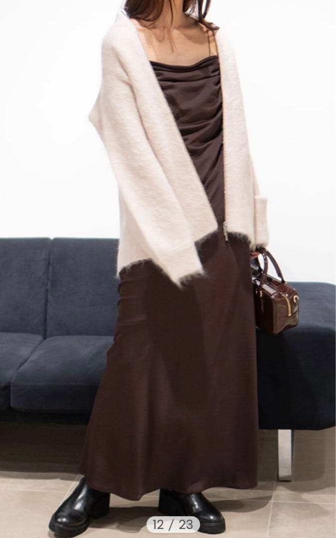 snidel アルパカシャギージップコート