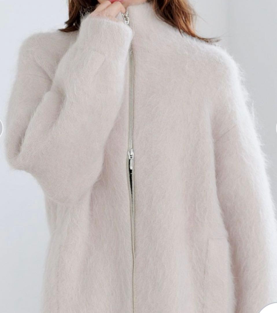 snidel アルパカシャギージップコート