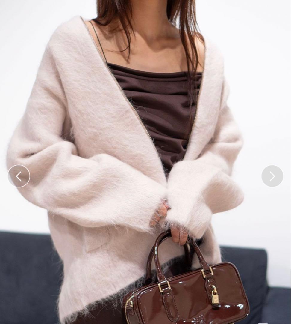 snidel アルパカシャギージップコート