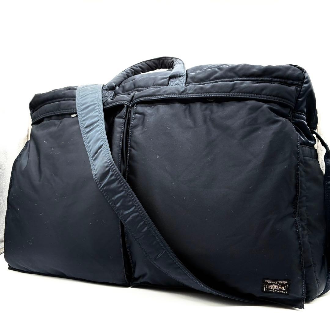 美品 ポーター タンカー 2way ボストン ダッフルバッグ アイアンブルー