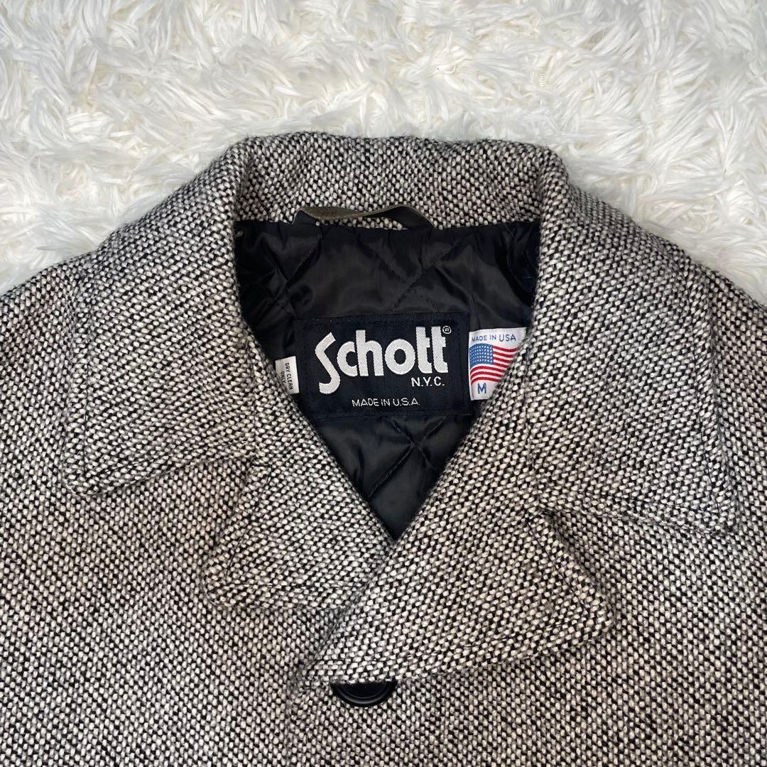 希少！ ショット Pコート シングル ツイード風 グレー USA製