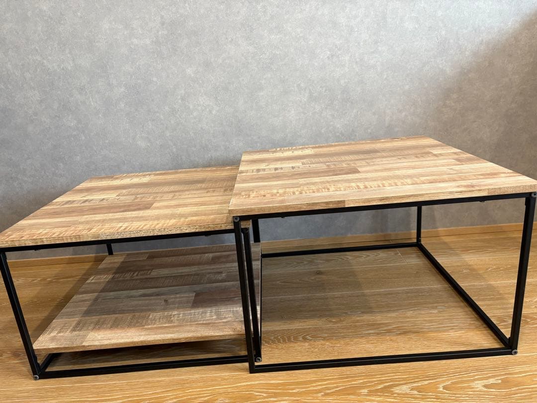 LOWYA 木目調ネストテーブルスチール脚