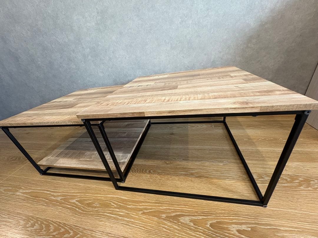 LOWYA 木目調ネストテーブルスチール脚